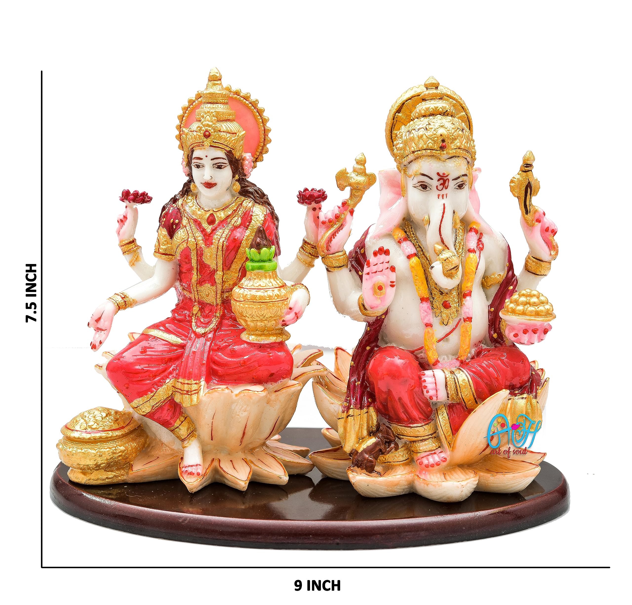 Archna Handicraft Polyresin Ganesh Ji Laxmi Ji Idol Murti for Pooja Room Laxmi Ganesh Murti for Home Temple Pooja Room Decoration Figurine Sculpture (Size :: 7 x 9 Inch) - Image 2 thumbnail
