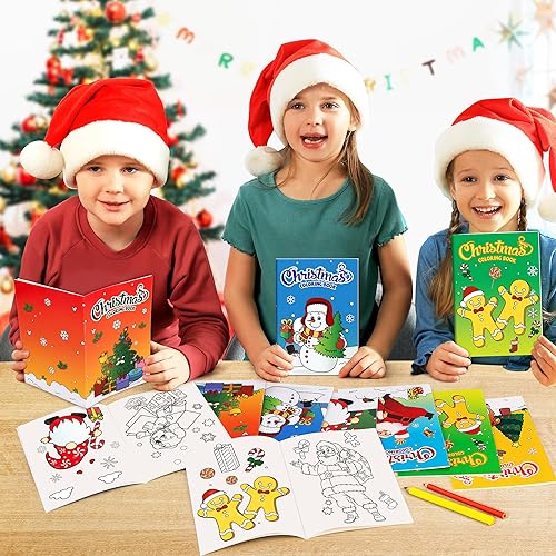 Miniatura 5 de D-FantiX Paquete de 24 libros para colorear de Navidad para niños, recuerdos de fiesta de Navidad para niños, actividades de vacaciones, regalo para
