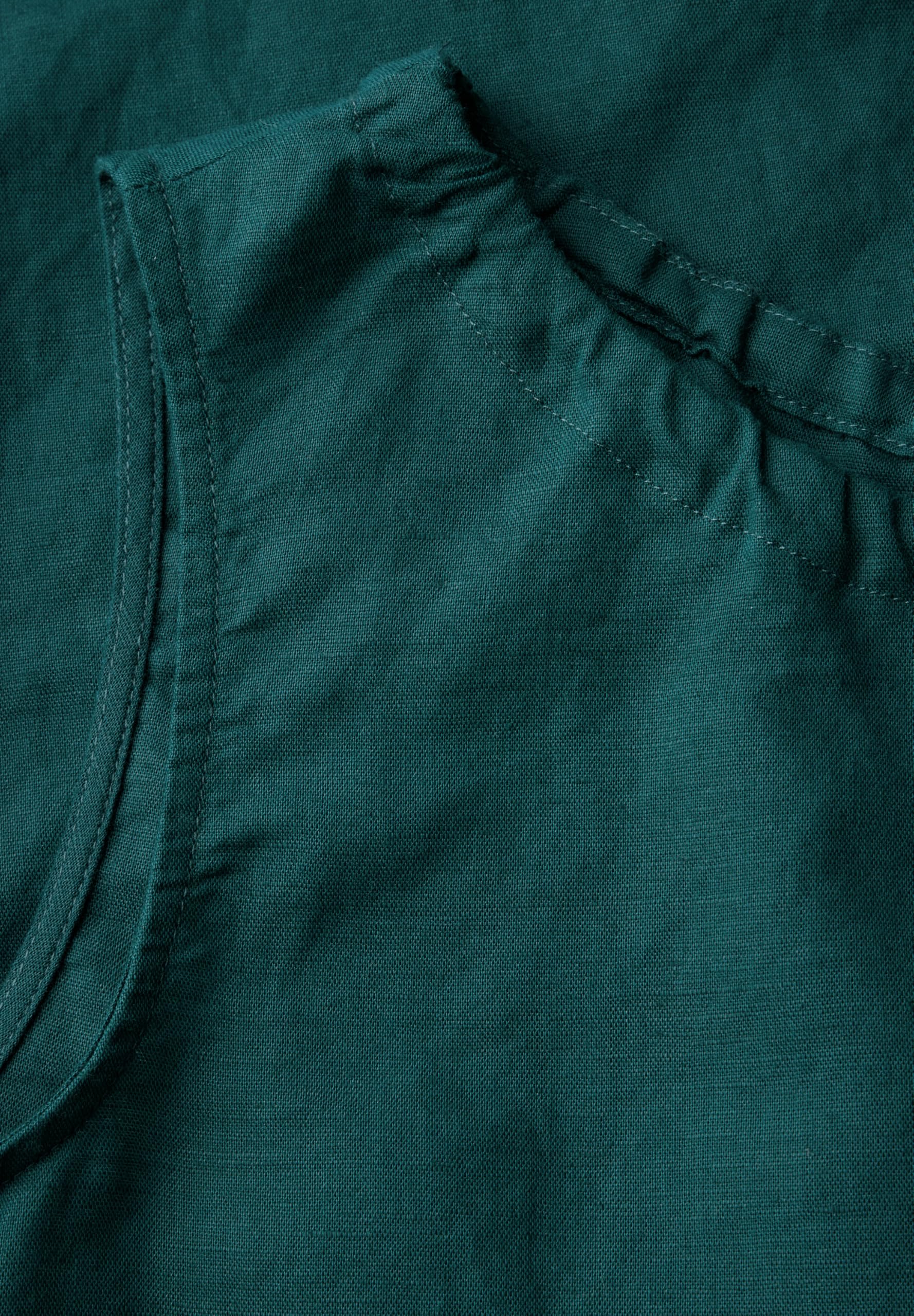 Street One Damska bluzka z mieszanki lnu, Dark Garden Green, 34