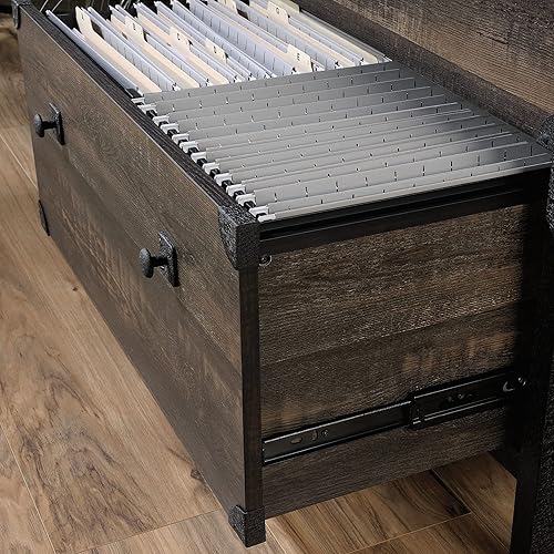 Vista 6 de Sauder Lima lateral Steel River, L: 30.08" x W: 20.75" x H: 29.53", Acabado en Roble Carbono Acabado de roble de carbono,Acabado de mezquite fresado