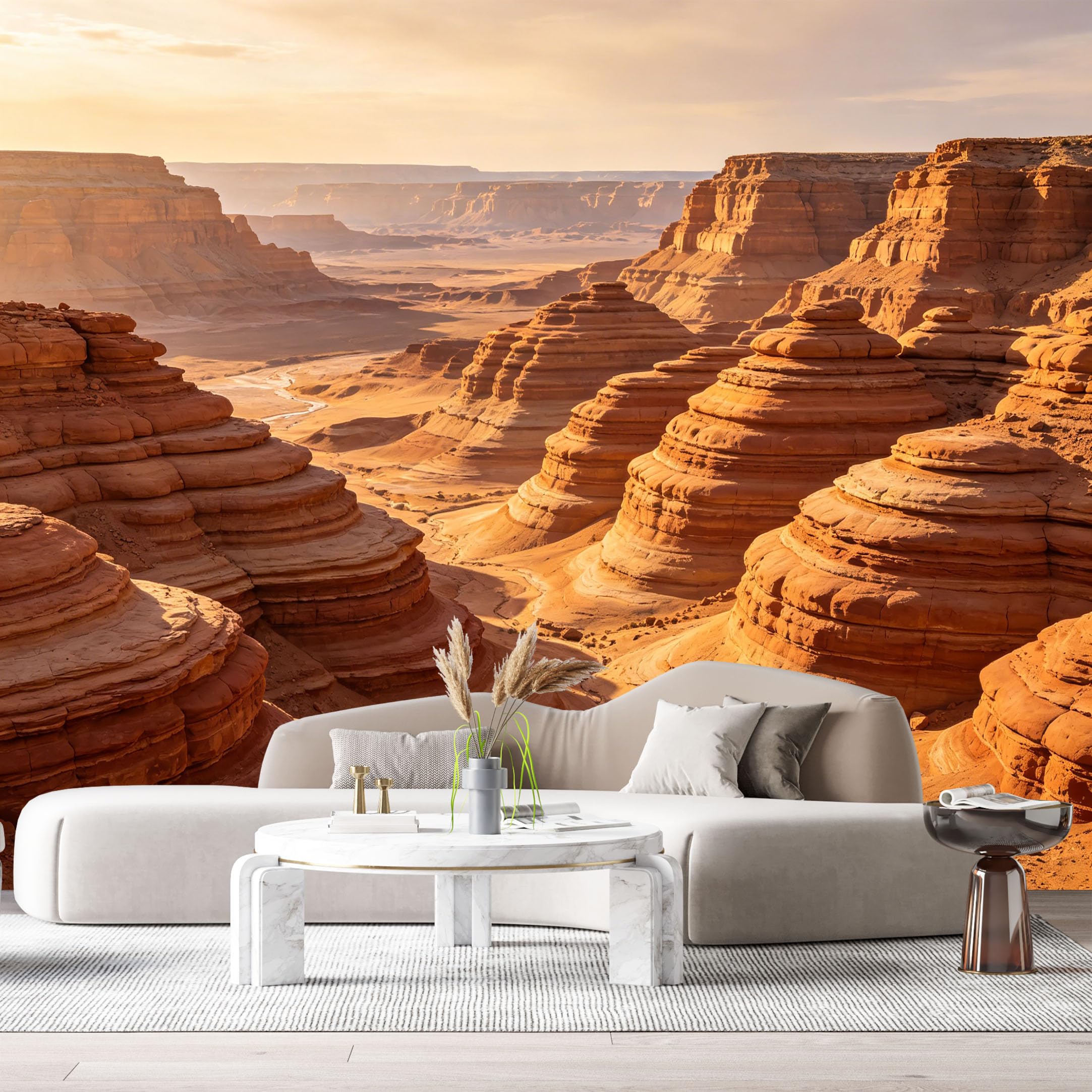 Custom Size Wall Murals Grand Canyon Landscape Desert Rock Formations 3D Trompe L'Oeil SelfAdhesive Wall Fabric Removable Large Wallpaper Photo for Living Room