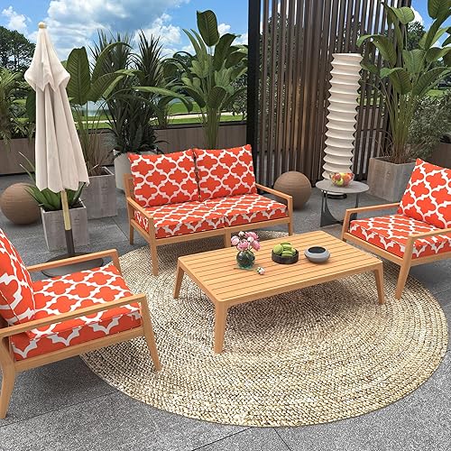 Miniatura 4 de BOSSIMA - Juego de cojines de repuesto para sillón de interiores o exteriores para primavera y verano, Contemporáneo, Damasco negrodorado.