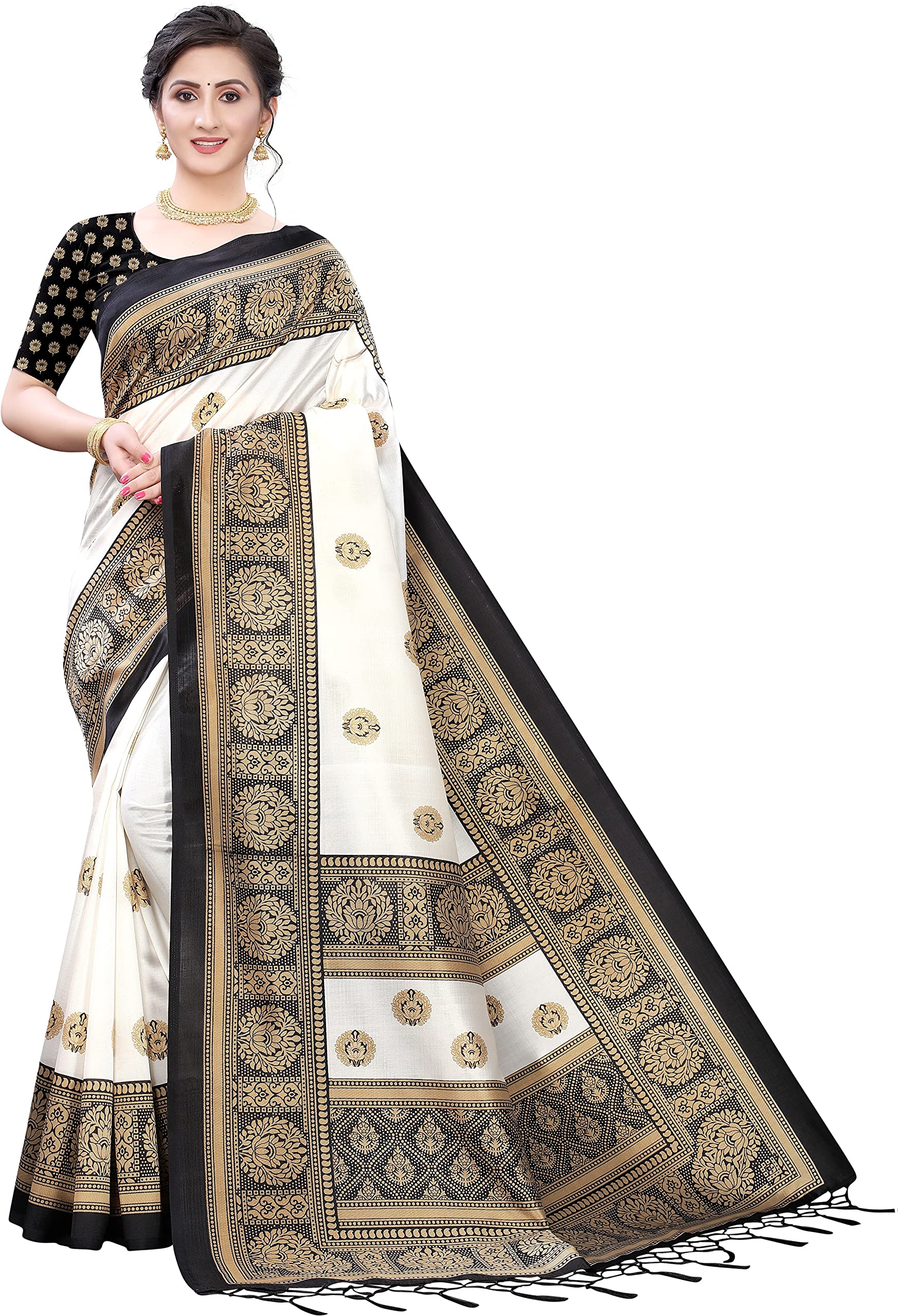 Riti Riwaz Printed Saree with Unstitched Blouse