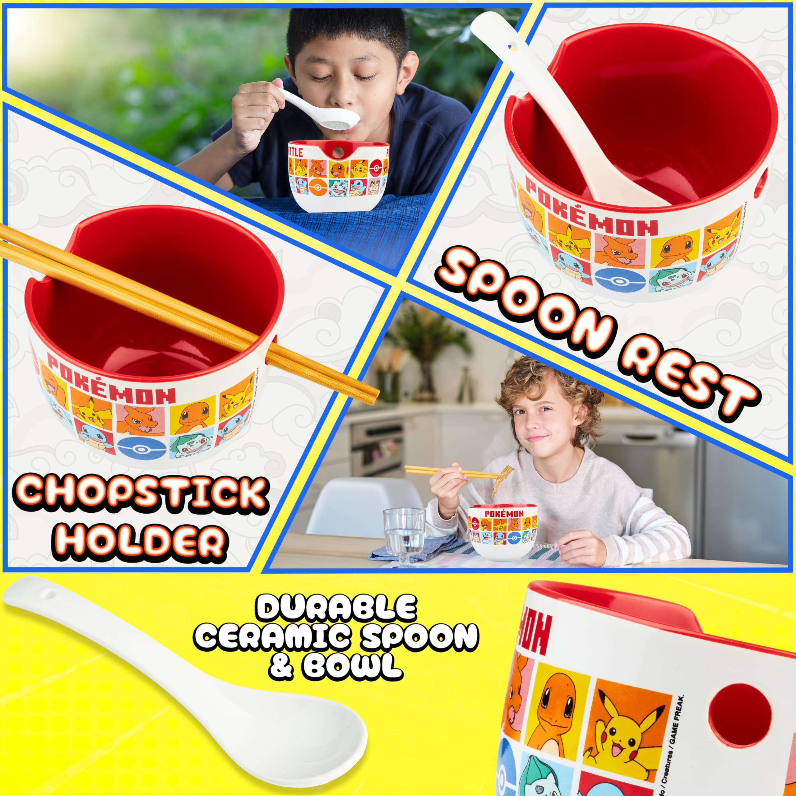 Amazon.com: Get Trend Pokemon Ramen Bowl 3 Pc Set with Bamboo