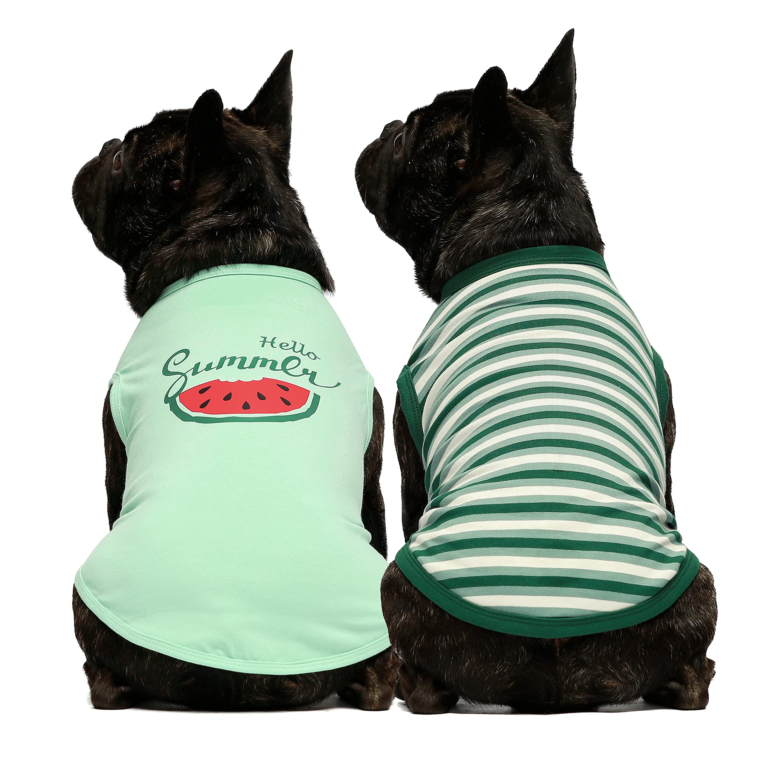 Fitwarm 100％綿 犬服 シャツ 部屋着 お出かけ 伸縮性 ドッグ M