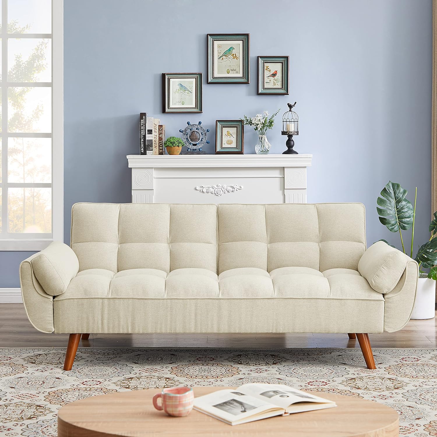 Eafurn 75" Foldable Convertible Sleeper Bed Versatile Futon