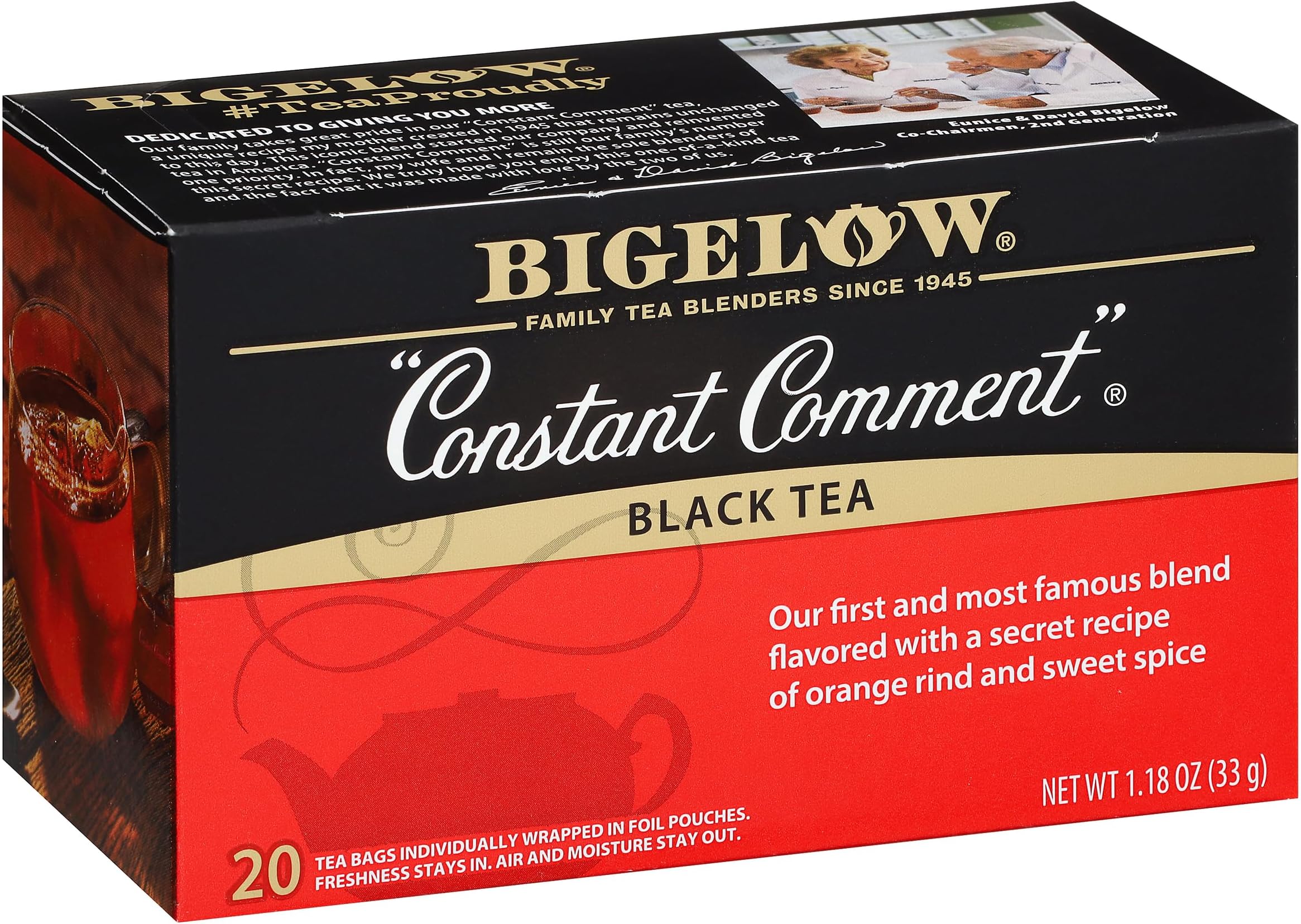 Bigelow Constant Comment Tea 20-Count Boxes (Pack of 6), 120 Tea Bags Total. Caffeinated Individual Black Tea Bags, for Hot Tea or Iced Tea, Drink Plain or Sweetened with Honey or Sugar