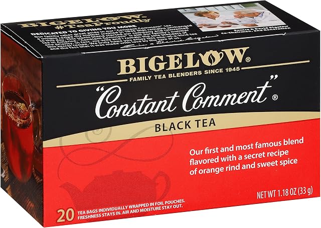 Bigelow Constant Comment noir Tea Des sacs, 20 Boîte de comptage (paquet de 6) Noirs caféinés Tea, 120 Tea Total des sacs