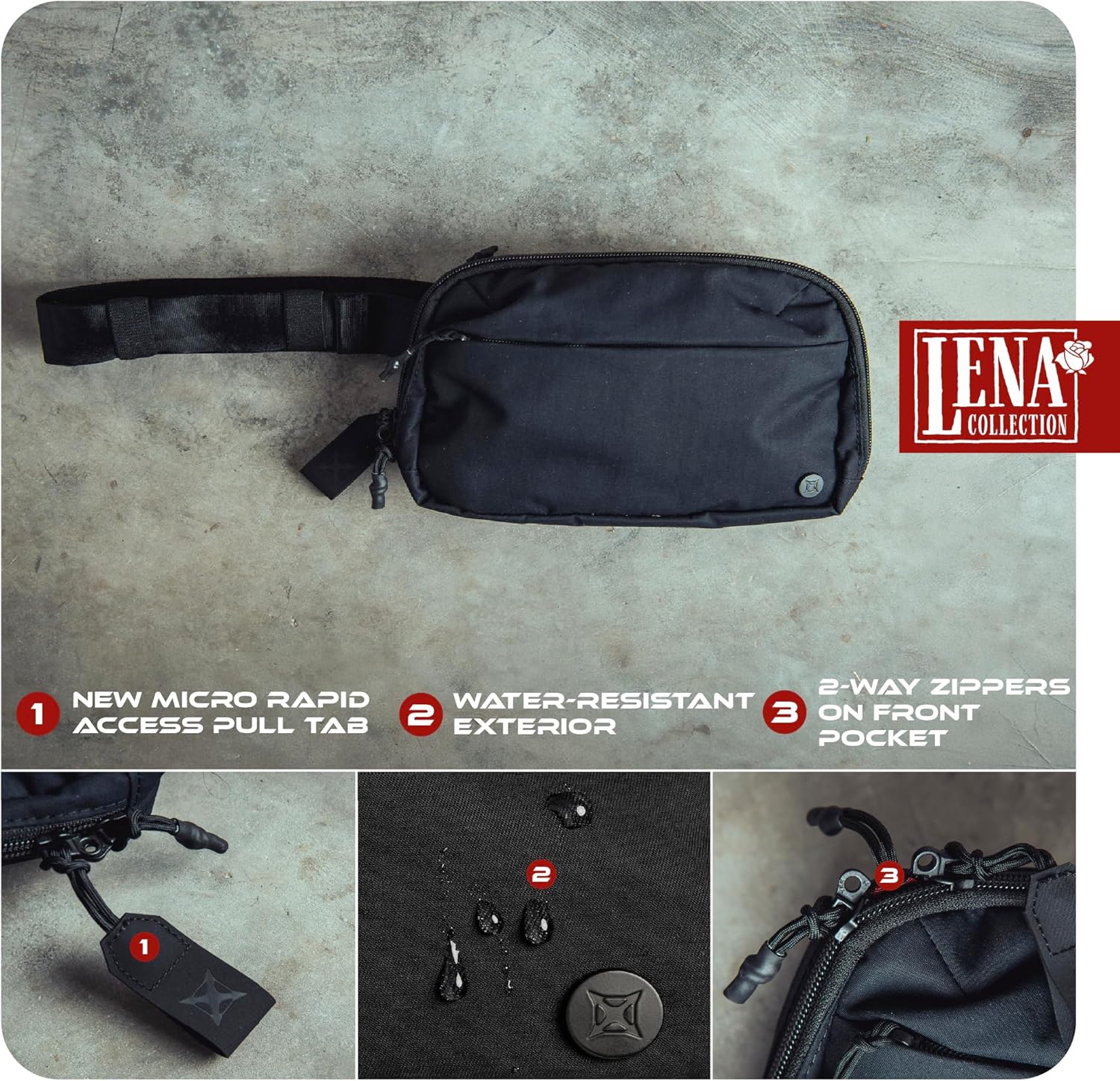 Vertx Everyday Tactical Fanny Pack 2.1-100% Nylon Fanny Pack for Men and Women with CCW-Ready Design and Rapid Access Tab - Black - 2L