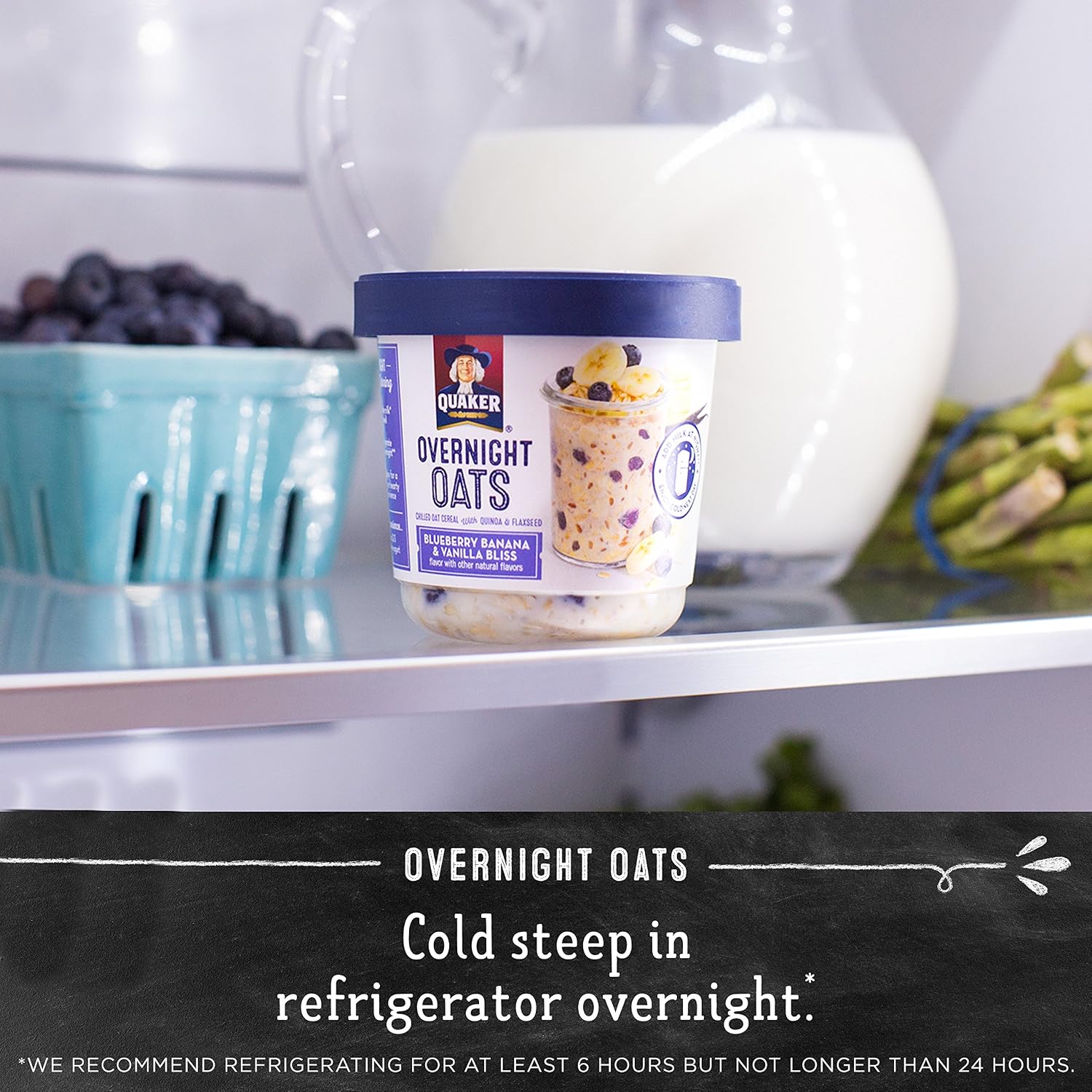 Quaker Overnight Oats, Variety Pack, Breakfast Cereal, 1 Count (Pack of 12)
