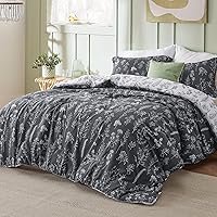 Vista 114 de Bedsure Juego de edredón de tamaño Queen, color lavanda, lindo, floral, regalo para mujer, 3 piezas, 1 suave edredón reversible con flores y 2