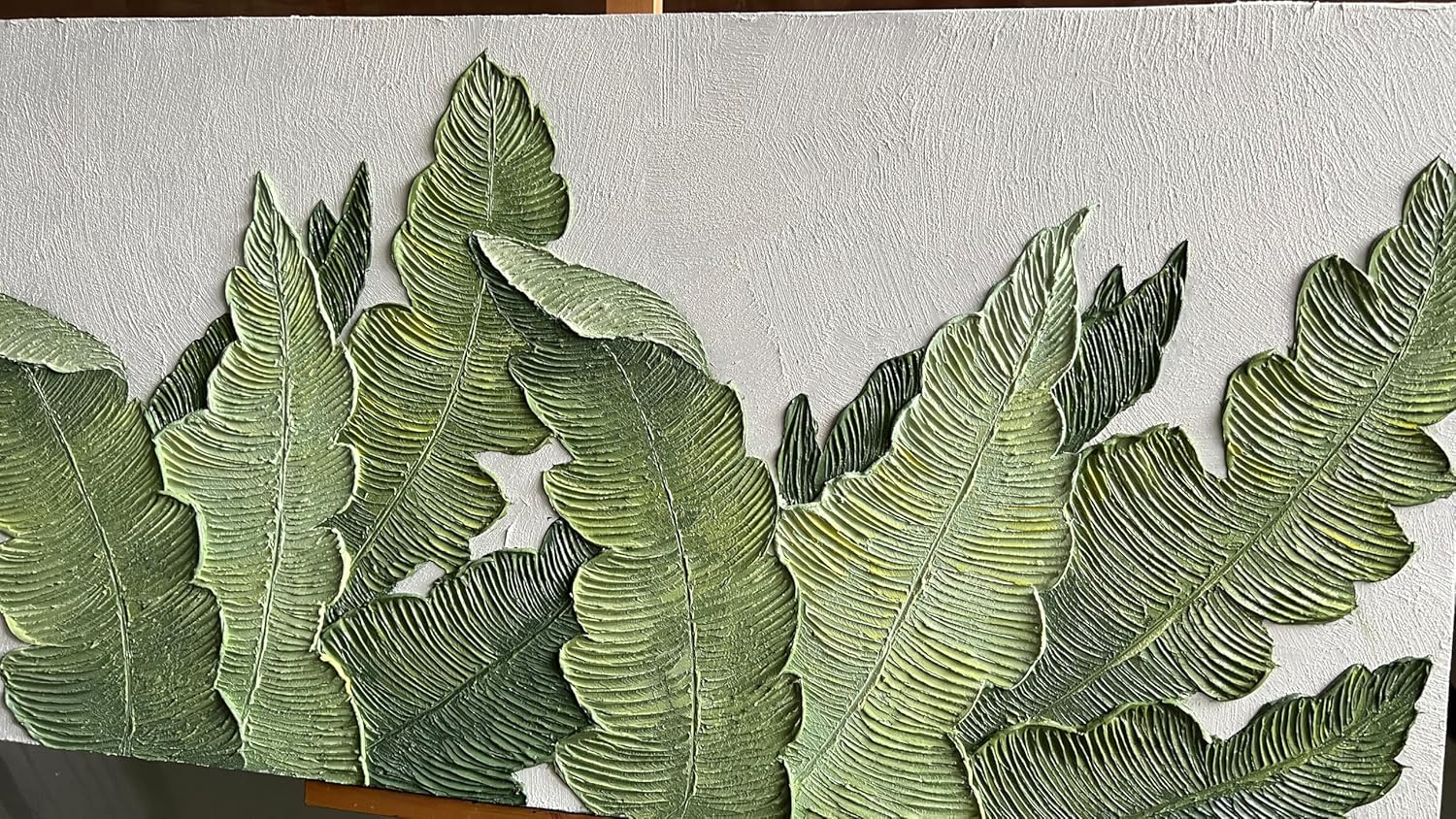YaSheng Art- Large Canvas Wall Art Oil Paintings ,Hand Painted 3D Textured Wall Art Green Large leaf plant Artwork paintings ,Modern Minimalist Abstract Wall Art Painting, Wall Art for living room Bedroom Office Wall Deco Home, Framed Wall Art Pictures 60 by 30 inch