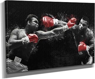 FENIN Mike Tyson vs Muhammad Ali Poster Boxing Painting Hand Made Posters Canvas Print Wall Art Home Man Cave Gift Decor (24"x18" Ready to Hang)