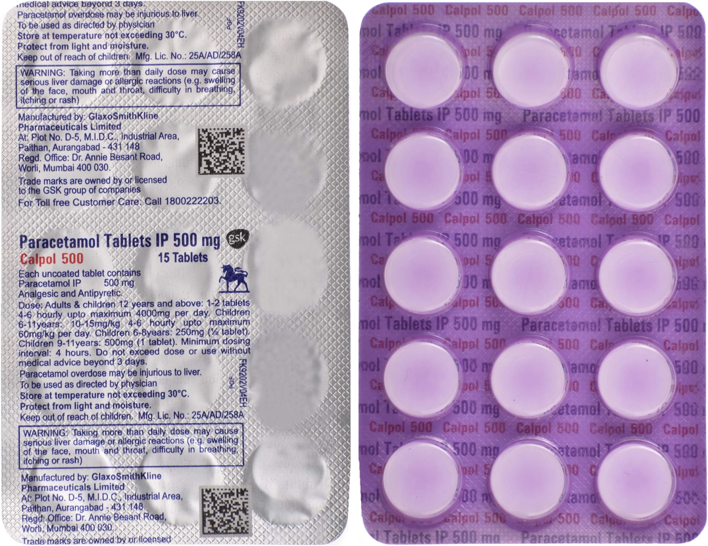 Calpol 500 - Strip of 15 Tablets