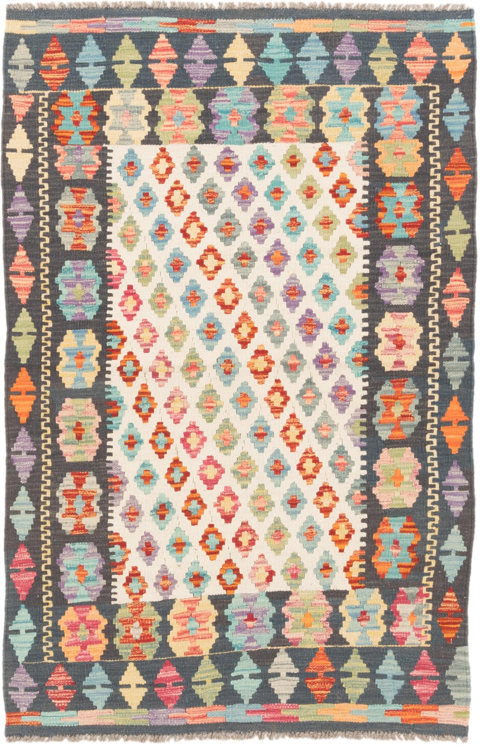 Tapis Kilim Afghan 100x152 cm en laine tissé main style d'Orient