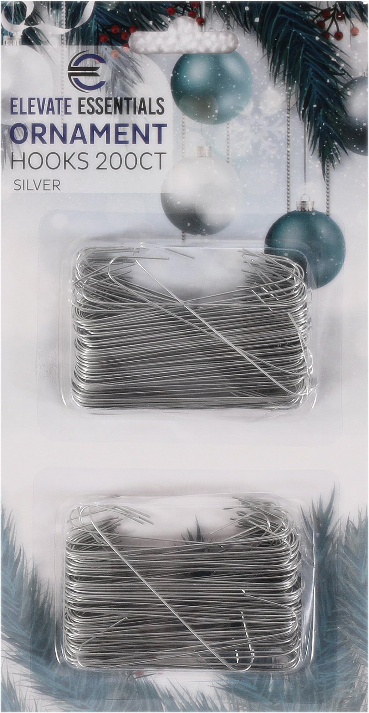 Elevate Essentials Silver Christmas Ornament Hooks - Ornament Hangers - Large 2.5 inch 200ct