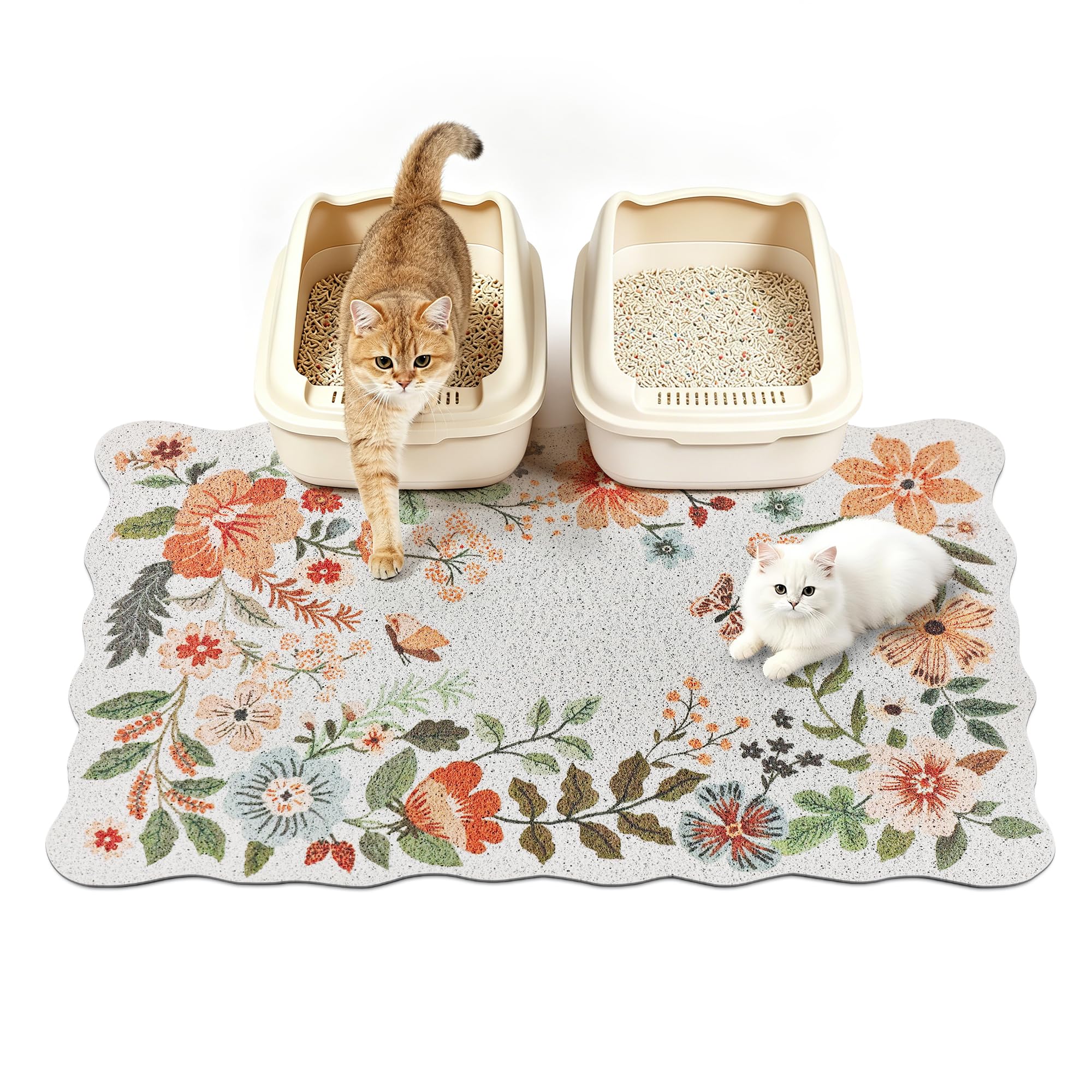 YOSEPATI Cat Litter Mat, 89x58cm Small Cute Litter Box Mat, Captures 100%