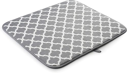 Norpro Tapete de secado de platos de microfibra de 18 x 16 pulgadas, enrejado