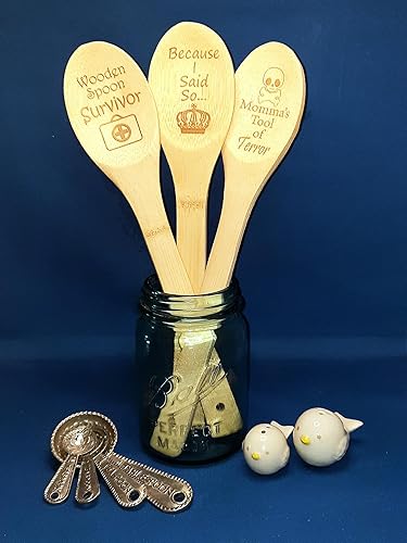 Miniatura 3 de Cuchara de cocina divertida, utensilio de cocina de bambú ecológico, divertido regalo de broma de la vieja escuela, Gen X, sobreviviente de cuchara