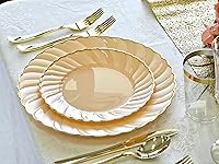 Vista 3 de Ocassions - Vajilla de 50-150-200 piezas para 25 invitados, color dorado, E1. Blossom Blush/Rosa & Oro