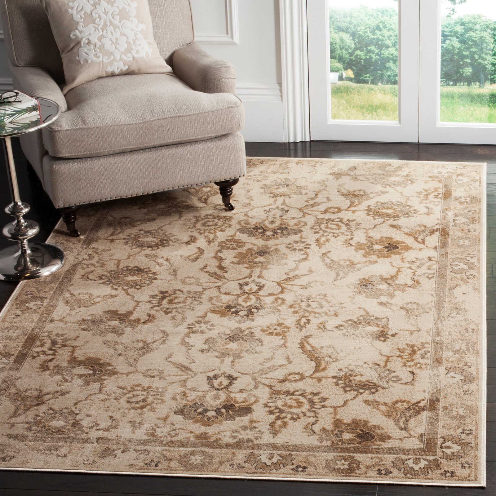Safavieh Traditional Indoor Woven Rectangle Area Rug, Vintage Collection, VTG115, in Stone / Blue - Image 3