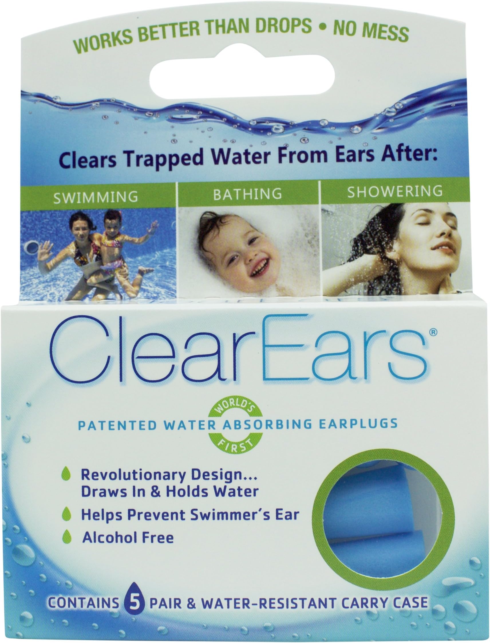 ClearEars? Water Removing Earplugs 10 Count