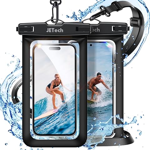 JETech Bolsa Estanca Móvil, 2 Unidades Funda Impermeable para iPhone 17e 17 16e 16 15 Air Pro MAX Plus, Galaxy S26 S25 Ultra, Pixel 10 Series y Otros hasta 7.2