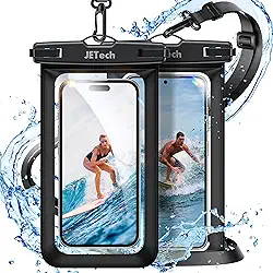 JETech Pacote com 2 Bolsa de Telefone À Prova D'água, Capa lmpermeável para iPhone 17 16e 16 15 14 Air Pro Max, Galaxy S25 S24 Ultra, Pixel 10 Série e Outros de até 7,2 Polegadas (Preto+Preto)