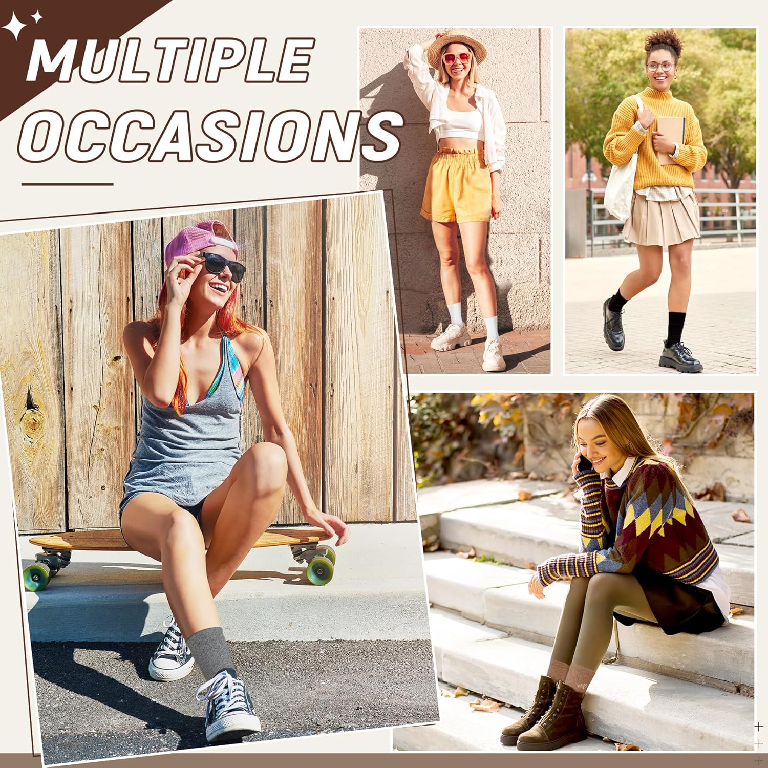 Eocom Women Socks Thin Cotton Bootie Socks Women Above Ankle Crew Socks 3 Pairs - Image 6