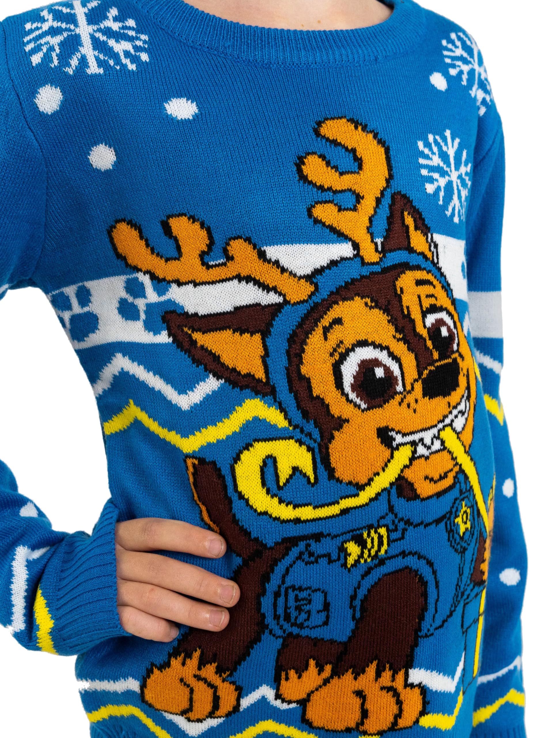 Psi Patrol sweter zimowy dla chłopców – Chase Winter dziergany sweter bluza Ugly Sweater niebieski