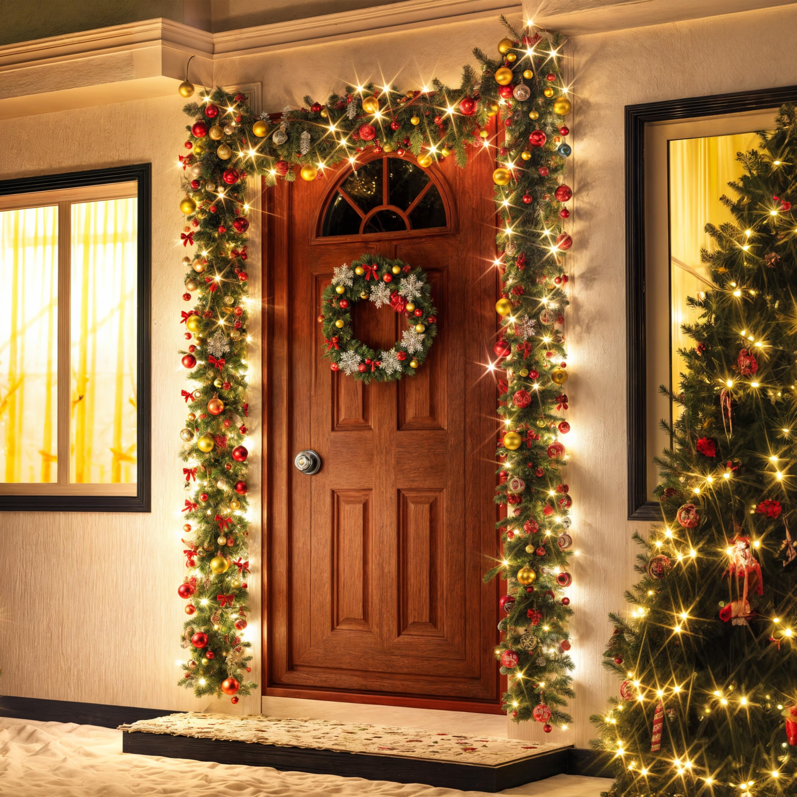 CASARIA Weihnachtsgirlande Beleuchtet Deko Fernbedienung 5m 80 LED Timer Dimmbar 8 Leuchtmodi Außen Weihnachtsdeko Weihnachten Girlande Tannengirlande