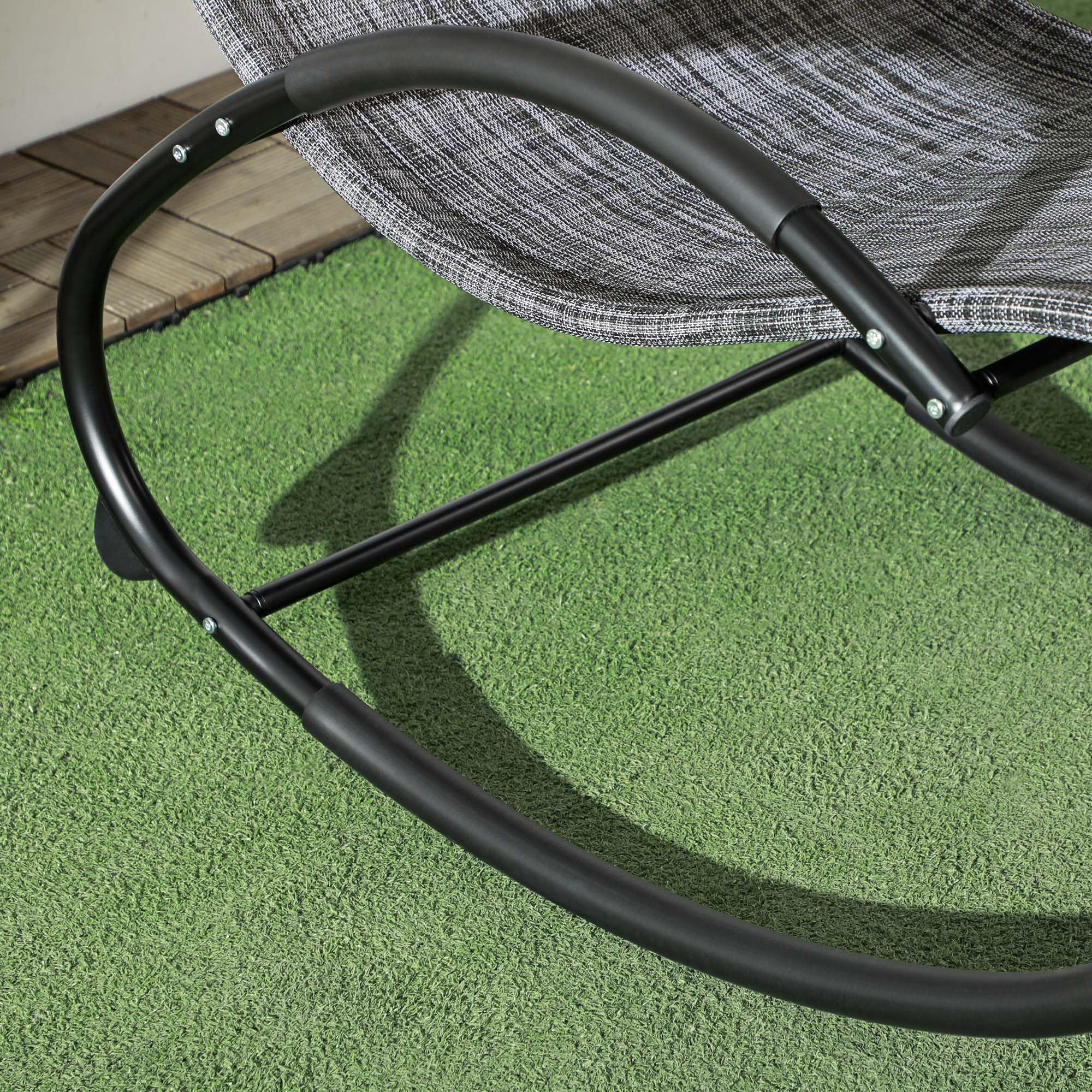 Outsunny Sdraio a Dondolo Zero-Gravity da Giardino, Lettino Prendisole Impermeabile con Poggiatesta, 155 x 61 x 88 cm, Grigio