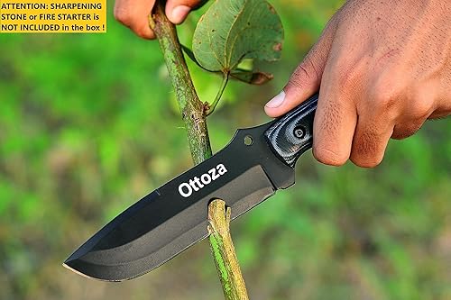 Miniatura 3 de Ottoza Cuchillo Bushcraft de acero al carbono 1095 y mango Micarta  Cuchillo de supervivencia  Cuchillo de camping  Cuchillo táctico  Cuchillo de