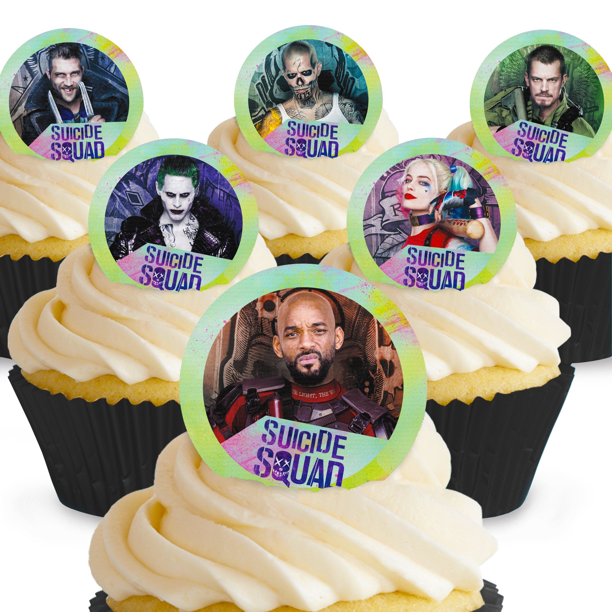 12 x PRE-CUT Suicide Squad Edible Cake Toppers