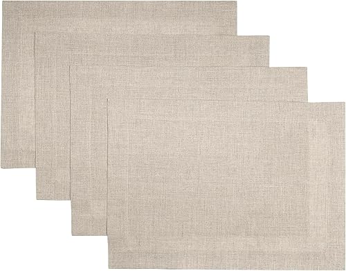 Miniatura 2 de D'Moksha Homes Juego de 4 manteles individuales de lino 100 % lino puro, 14 x 19 pulgadas, manteles individuales naturales lavables para verano