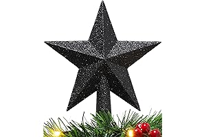 Christmas Concepts® 20cm Glitter Tree Top Star Decoration — Satanic Black Tree Topper