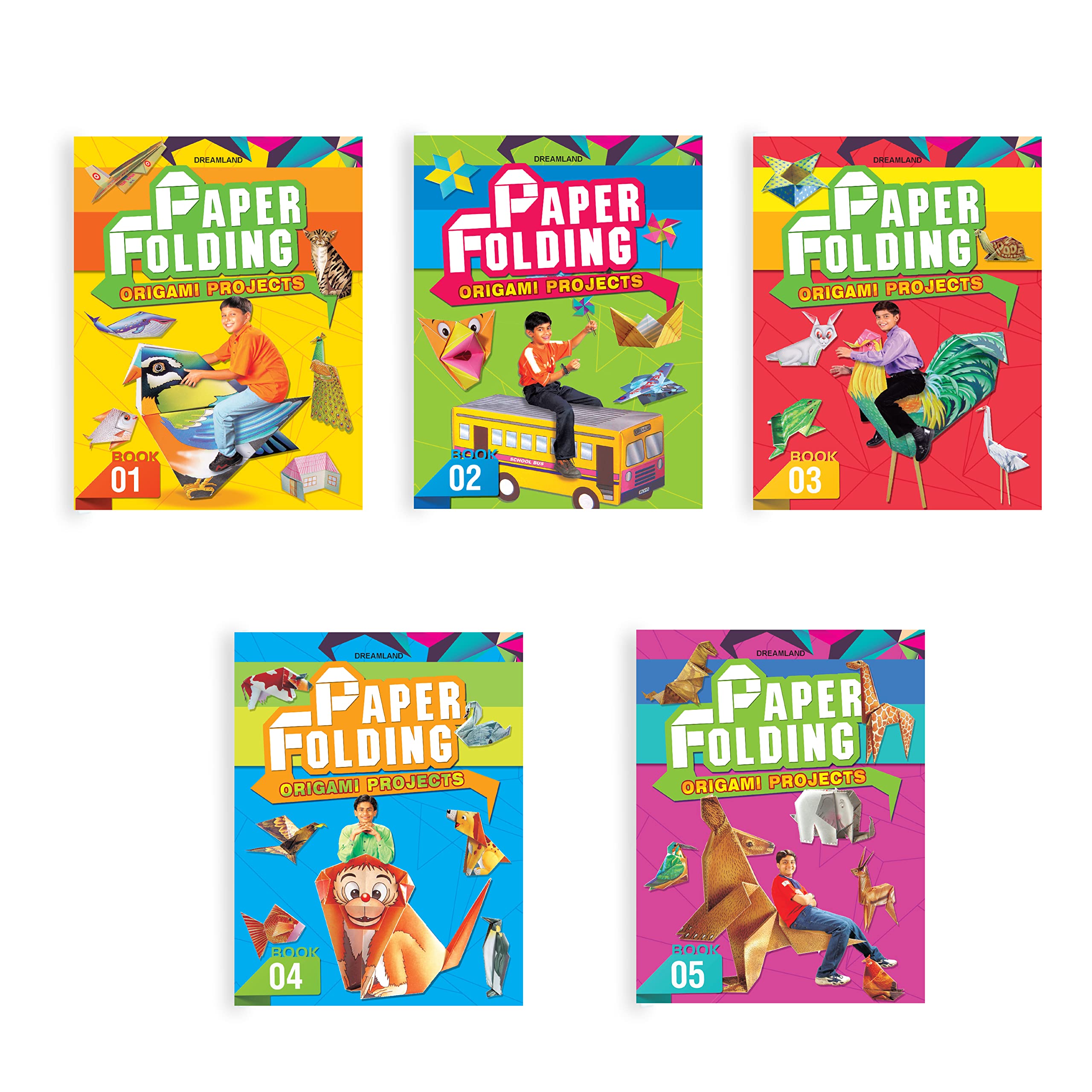 Paper Folding Origami Activity Pack for Kids – Set of 5 Books with 320+ Pages of Step-by-Step Easy Origami Projects, Illustrated Printed Origami Sheets, Fun Crafts, Creative Activities, and Educational Entertainment for Children Ages 4-10