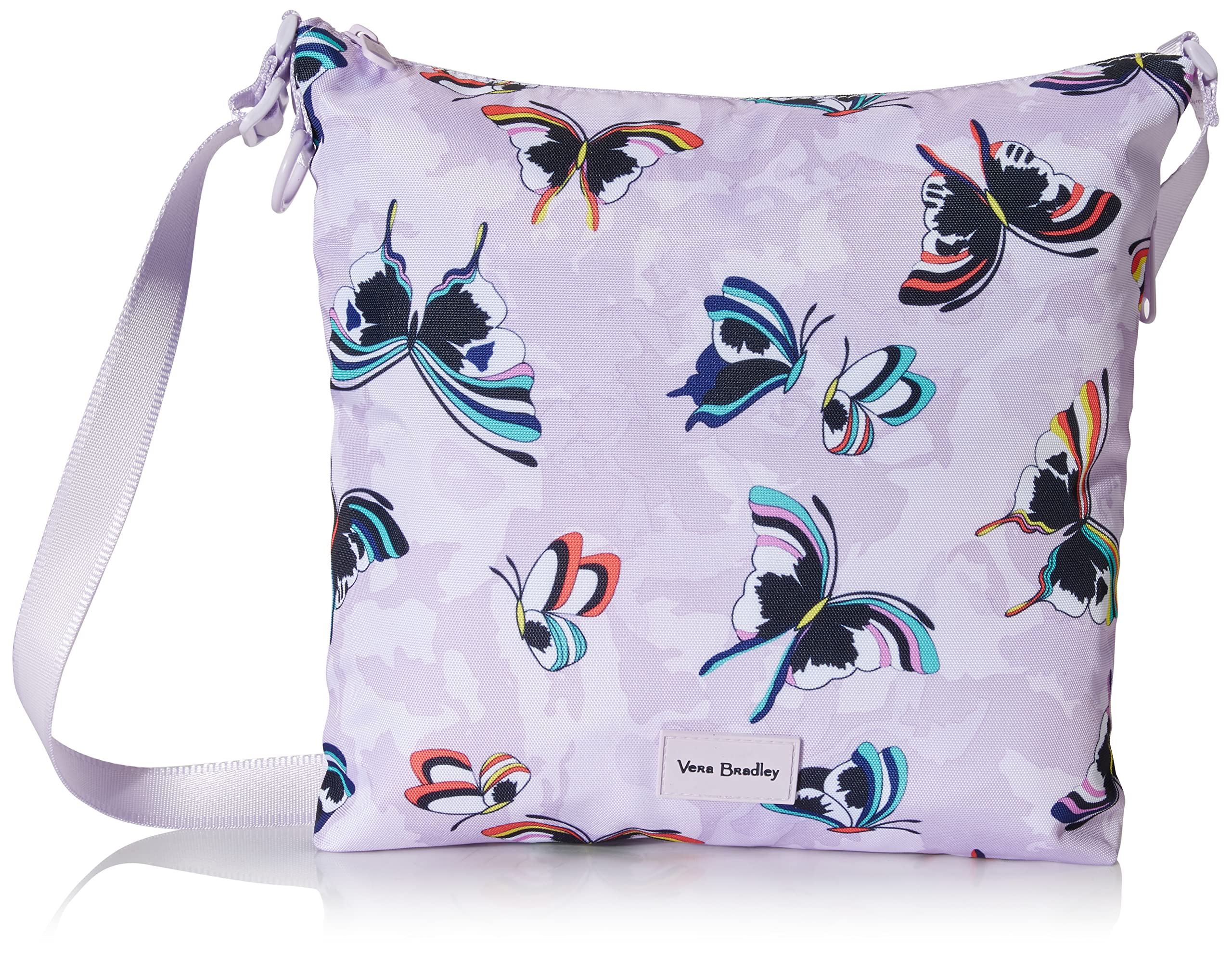 Vera Bradley Women's Recycled Lighten Up Reactive Hipster Crossbody Purse, Lavender Butterflies, One Size