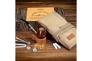 Tobacco Smoking Clay Pipes Kit for Beginners - Travel Pouch, Waxed Canvas Roll