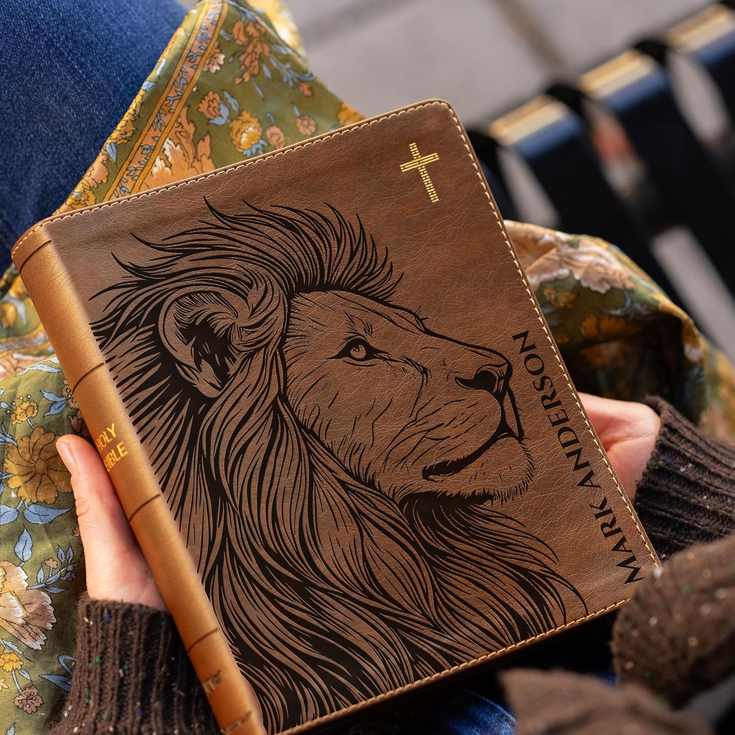 SacredBound Personalized NIV Bible, Custom Holy Bible, New International Version (Lion Side Profile)