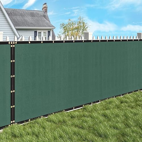 Miniatura 1 de F2C Valla de privacidad de 6 x 50 pies para exteriores, tela de malla con ojales de latón resistente, grado comercial, 150 GSM, verde negruzco