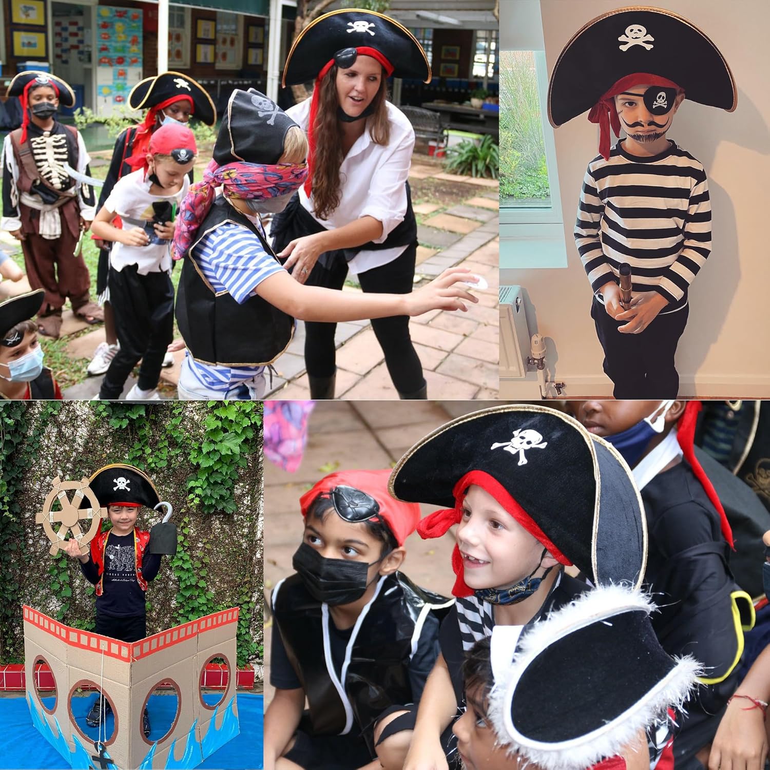 M&G House Halloween Pirate Hats Caribbean Black Pirate Cap Pirate Accessories Funny Party Hat Fancy Dress Adult Kid - Image 2