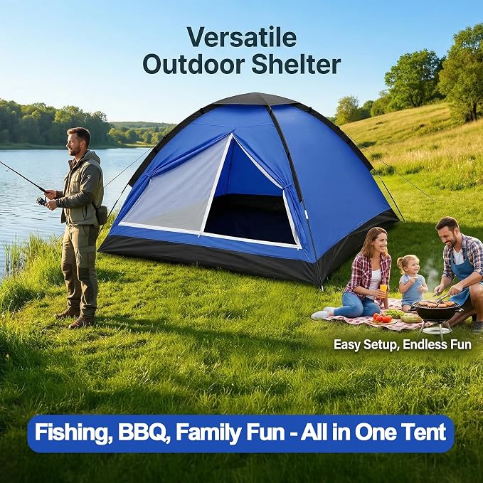 Carpa dome para camping 2 personas azul impermeable miniatura 4