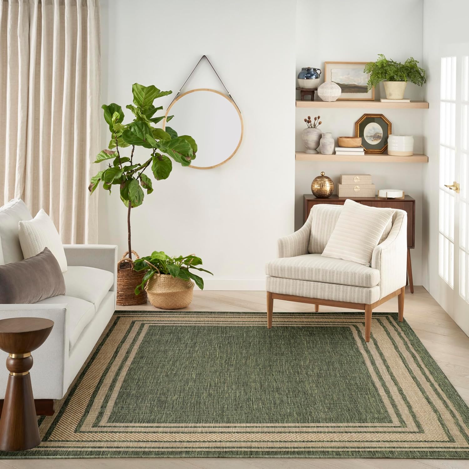 Nourison Home Horizon Indoor/Outdoor Green 9' x 12' Area Rug - Easy Clean, Non Shedding, Bed Room, Living Room, Dining Room, Kitchen (9' x 12')