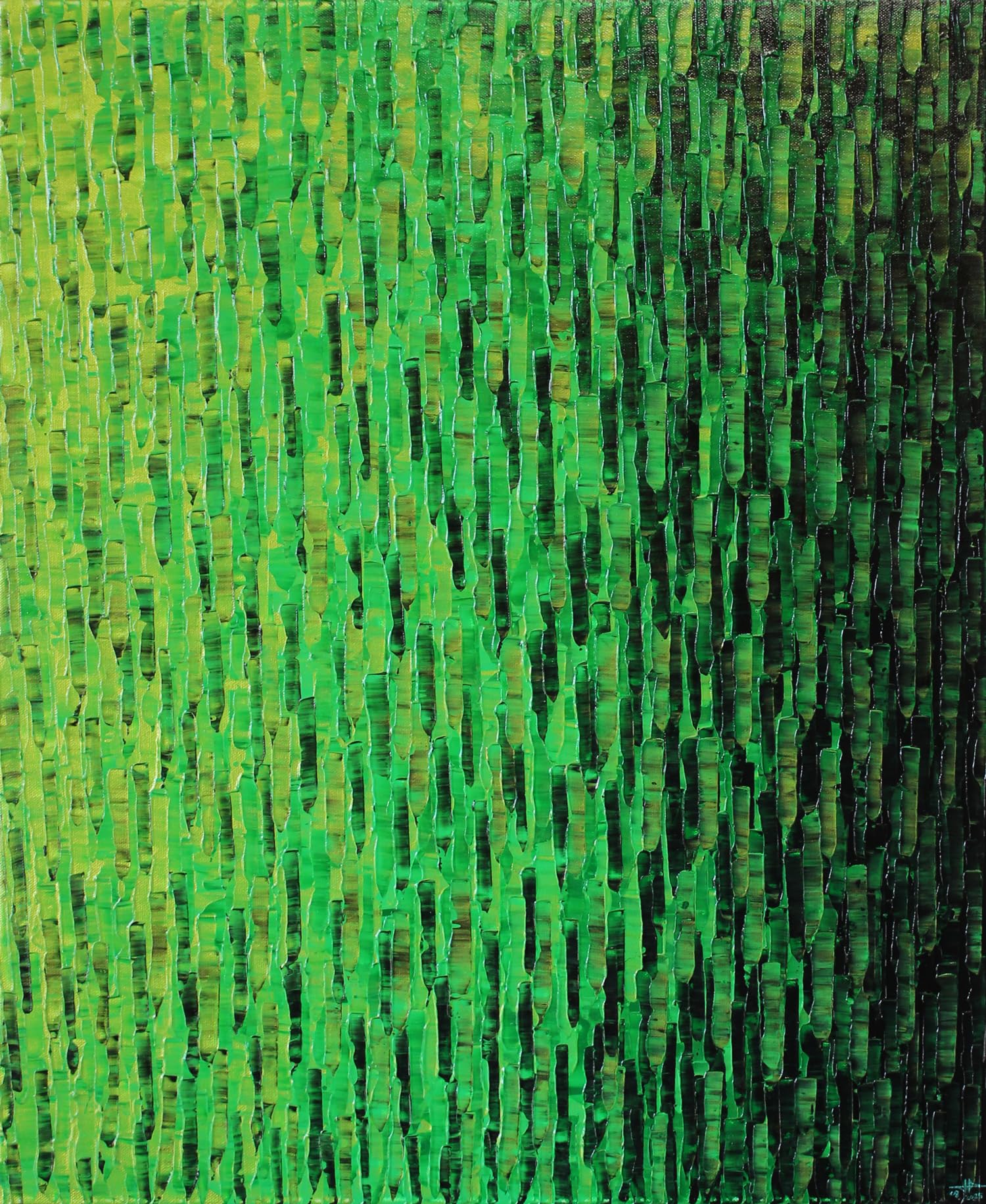 Dégradé vert irisé sur tableau abstrait acrylique moderne de 61x50 cm - 8