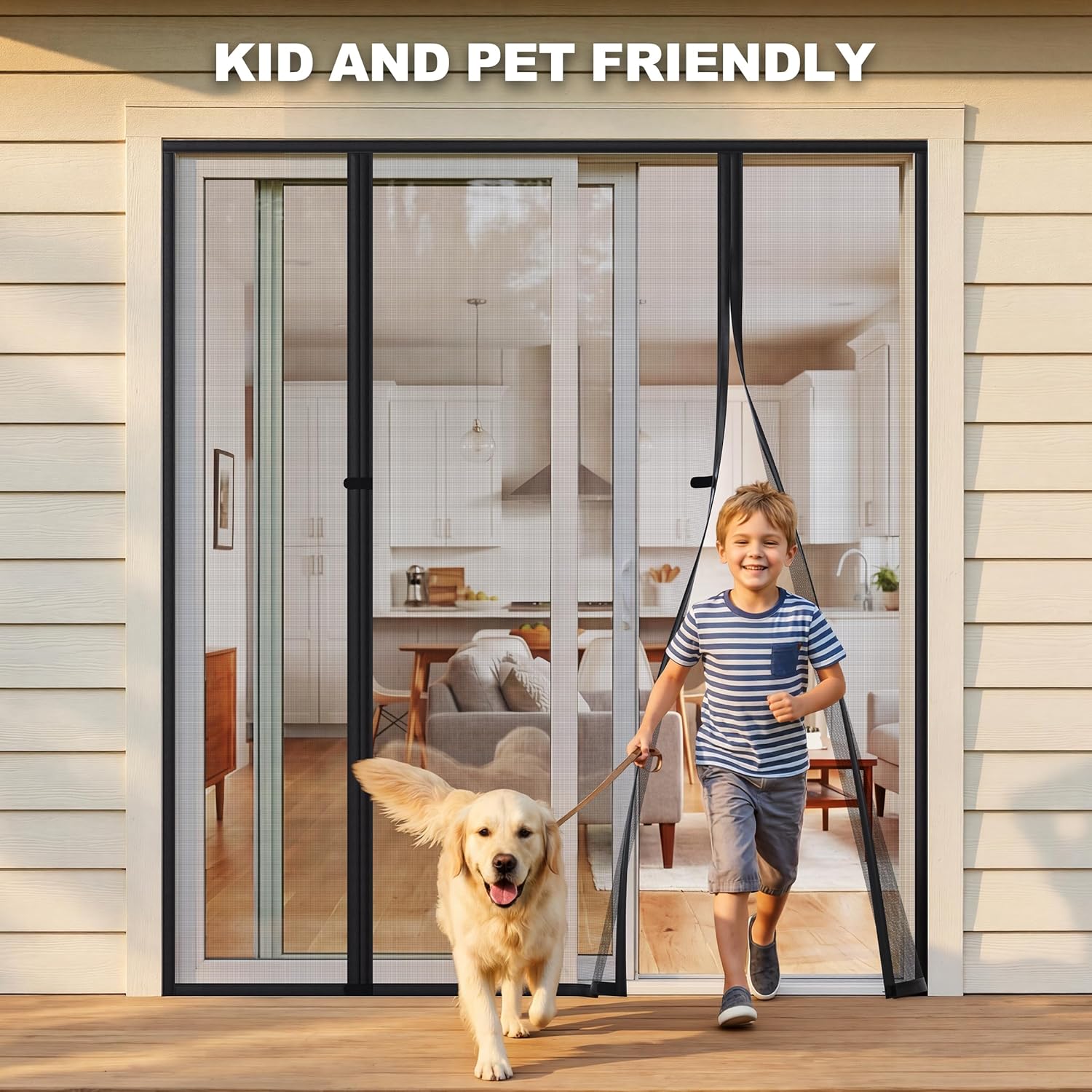 Magnetic Screen Door, Fits Door Size 72" X 96", Door Mesh with Magnetic Closure and Super Strong Magnets, Heavy Duty Double Opening for Sliding Patio and French Doors