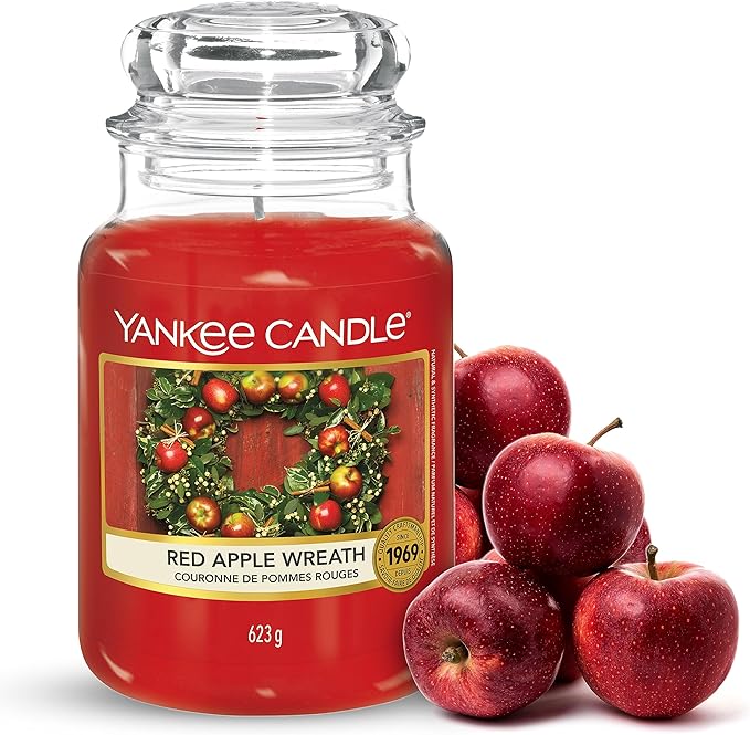 Yankee Candle Scented Candle Red Apple Wreath Large Jar Candle Long