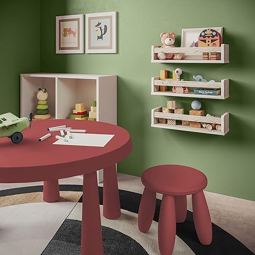 Miniatura 3 de NATURE SUPPLIES Set of 3, 16.4 inch Nursery Book Shelves Made of Solid Wood for Books, Toys, Decor, Wall Kids Bookshelf, Floating Shelf, Ideal