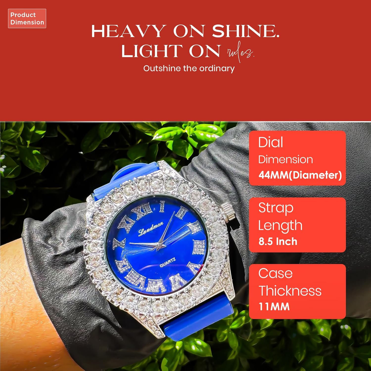 Women's Gold Plated Full Iced Bling Out Hip Hop Luxury Fashion Lab Diamond CZ Quartz Movement 44MM Dial Watch