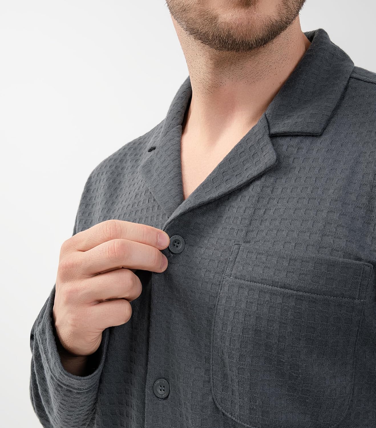 DAVID ARCHY Mens Pajamas Set Ultra-Soft Sleepwear Classic Notched Collar Top & Bottoms Loungewear with Pockets